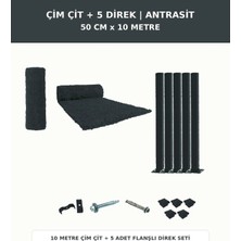 Başkent Çit Sistemleri Çimçit + 5 Direk 50CM Yükseklik 10 Metre Uzunluk Antrasit Renk