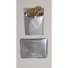 Aybaş Kağıtçılık 100 Adet Lüks Parlak Gümüş Yapışkanlı Metalize (9X12 Cm) Takı, Bujiteri, Kına, Düğün Hediye Paketi