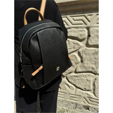 Just Polo Kadın Siyah Camel 9 Gözlü Büyük Boy Sırt Çantası
