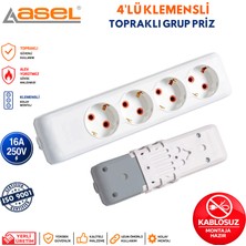 Asel 4'lü Topraklı Grup Priz