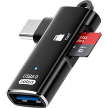 Coverzone 2 In 1 Type-C Otg Adaptör | USB 3.0 Port, Tf Kart Okuyuculu, Laptop Tablet Telefon Uyumlu, ADS-621 Ent