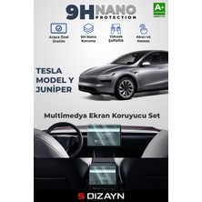S-Dizayn Tesla Model Y Juniper Ön ve Arka Ekran Koruyucu Seti (Parlak) 2025 Üzeri A+ Kalite