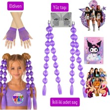 3b Kids Kuromi kpop manifest Saç Peruk Eldiven yüz taşı seti aksesuar seti doğum günü konser parti