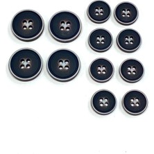 Blazer Ceket Düğme Takımı | Mat 4 Delikli | 4 Büyük + 8 Küçük Set / M2606