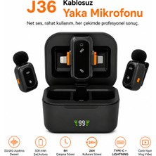 Ayers Premium Kablosuz Yaka Mikrofonu, Aı Gürültü Azaltma Destekli Lavalier Mikrofon, Dijital Ekranlı 500 Mah Şarj Kutulu, 8 Saat Çalışma Süreli, 24 Saat Kullanım Destekli, Type-C ve Lightning Uyumlu