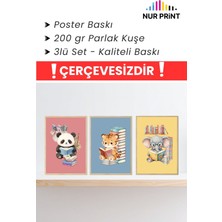 Nur Print Çerçevesiz Poster Seti 3'lü, Bebek ve Çocuk Odası Dekoru, Yüksek Kaliteli Poster, Çerçeve Yok