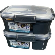 Smart 6 Parça 840 ml 2  Bölmeli Contalı Lunch Box 5232
