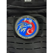 MEKOTEX F-16 Patch  "born To Hunt" Göktürkçe Türk Yazılı Lazer Kesim Arkası Cırtlı Arma Patch - Peç 3D Kabartmalı