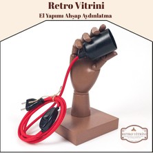 Retro Vitrini Dekoratif E-27 Duylu Ahşap Masa-Gece Lambası El Model Açık Kahve Renk