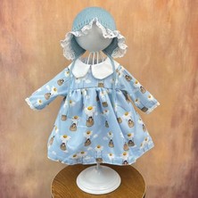 LunaDefano Reborn Bebek Kıyafeti Mavi Elbise ve Şapka Seti 48-56 cm