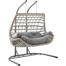 Capri Swing Cunda Çiftli Rattan Bahçe Salıncağı | Balkon Salıncağı