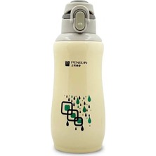 Home Station Sema Baby Penguen Kilitli Paslanmaz Çelik Bebek Termosu 600 ml - Krem