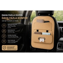Paspro Otomotiv Araç Koltuk Arkası Organizer Deri Görünümlü Çok Gözlü Mendil Çıkışlı Bej