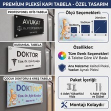 Kutup YıldızıTasarım Atölyesi Kişiye Özel Premium Pleksi Kapı Tabelası - Avukat, Doktor, Ofis, Şirket Isimliği - Yükseltici Vidalı Montaj Seti Hediyeli