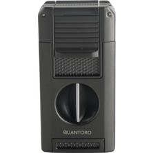 Quantoro Çift Torch Pürmüz V-Cut/delicili/iğneli Gunmetal Metal Puro Çakmağı