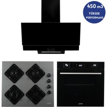 Alveus Afm Serisi New1 Turbolu Cam Siyah  3'lü Ankastre Set ( FM7700 + FM-BD2210 Antrasit + FM3300)
