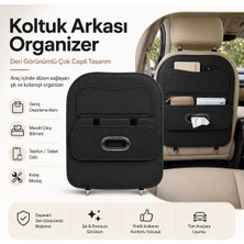 Paspro Otomotiv Araç Koltuk Arkası Organizer Deri Görünümlü Çok Gözlü Mendil Çıkışlı Siyah