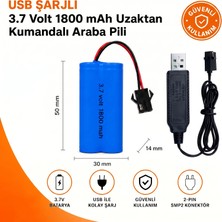Mamshop 3.7 Volt 1800 Mah Uzaktan Kumandalı Araba Pili 14500 Li-On Siyah Soketli Araba Pili Yanında Şarj Kablosu Aa Pil