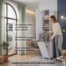 Nesse Shop Nesse Kirli Çamaşır Sepetli Çok Amaçlı Banyo Dolabı 99X39X32
