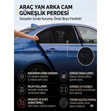 Çetin Kardeşler Citroen C-Elysee  Model Uyumlu Güneşlik, 2'li Yan Cam Güneşlik Perde ( Lastikli )