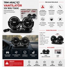 Paspro Otomotiv Trm Araç Içi Ikili Vantilatör 12V Çakmaklık Girişli Çift Başlıklı Hız Ayarlı T303C