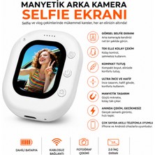 Ayers Manyetik Arka Kamera Selfie Ekranı, Mini Vlog Ekranı, 2.0 Inç Görüntülü Selfie Yardımcı Ekranı, Kablosuz Bağlantılı, Dahili Bataryalı, Fotoğraf Çekimi Destekli, Kompakt ve Hafif Telefon Aksesuarı
