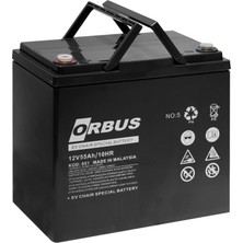Orbus 12 Volt 55 Amper Jel Engelli Sandalye Aküsü Orbus-229 x 138 x 215 Mm -17,5 Kg.
