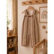 Unisex Bebek Salopet El Örgüsü Bebek Tulumu 0-6 Ay Yenidoğan Bebek Hediyesi
