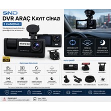 Paspro Otomotiv Snd 3 Kameralı Araç Içi Kamera Dvr Kayıt Cihazı 1296P Hd Ön Iç Arka Kamera Gece Görüşlü G-Sensör 128GB Destekli