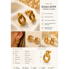 Kase Jewelry Altın Renkli, Paslanmaz Çelik, Halka Formlu Küpe