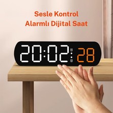 Teknofaji Ses Kontrollü Dijital Alarmlı Saat Sıcaklık,çift Alarm,gece Modu 12/24 Saat,led Masa Saati