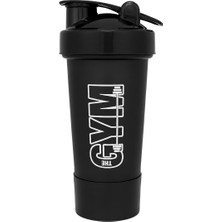 Cool Plastik Gym Smart Shaker 550 ml Ölçekli ve Sızdırmaz Kapaklı Saklama Hazneli Protein Shaker (Siyah)