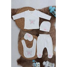 Home Station Sema Baby 5 Parça Hastane Çıkışı Zıbın Seti 0-3 Ay - Pink Butterfly