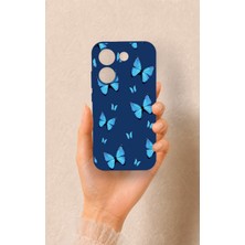 Vip Case Poco X8 Pro Uyumlu Mavi Kelebek Desenli Silikon Kılıf