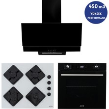 Alveus Afm Serisi NEW10 Turbolu Cam Siyah  3'lü Ankastre Set ( FM7700 + FM-BD2201 Beyaz+ FM3300)