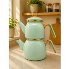 Pr Home Soft Yeşil Rose Model Emaye Çaydanlık