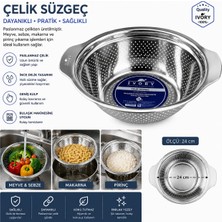 Bozdağlar Ivory 24 cm Çelik Paslanmaz Süzgeç