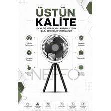 Neffo 10.000 Mah Şarjlı Masaüstü Vantilatör LED Aydınlatmalı USB Taşınabilir Kamp Vantilatörü Zaman Ayarlı Teleskopik Ayaklı