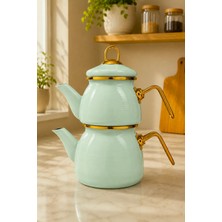 PR Home Soft Green Mini Model Emaye Çaydanlık Sağlıklı Kullanım İçin 1 Adet Modern Tasarım