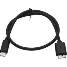 FourForce Type C To Micro B 3.0 Kablo 1 Metre Siyah Renk Hızlı Veri Aktarım Kablosu Micro B Harici Harddisk Kablosu