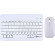 FourForce Tasarımlı Bluetooth Kablosuz Klavye ve Mouse Seti | Android, Ios ve Windows Uyumlu | Şarj Edilebilir, Taşınabilir ve Sessiz Tuşlu Set (Beyaz)