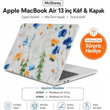 FourForce MacBook Air 13 Inç Kılıf A1369 A1466 Uyumlu Çiçek Desenli Hard Case Sert Koruyucu Kapak Printed Floral Laptop Kılıfı 2010-2017 Sarı