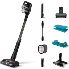 FourForce XC8349/01 Aqua Plus Kablosuz Şarjlı Dik Süpürge, 80 Dakika Kullanım Süresi, Islak ve Kuru Kullanım