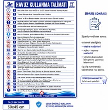 Kuzey Kombi Plastik 30 x 45 cm Havuz Kuralları ve Talimatları Uyarı Levhası Uv Baskı Foreks (Dekota) Levha
