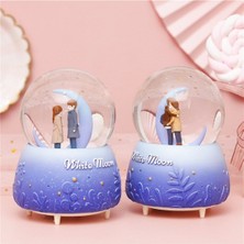 Keyfim Shop White Moon Büyük Boy Müzikli Kar Küresi Işıklı Püskürtmeli Hediye Seçeneği
