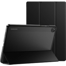 FourForce Galaxy Tab A9 Plus 11 Inç SM-X210 ile Uyumlu Kılıf Smart Cover Standlı Arkası Mat Şeffaf Kapak, Siyah