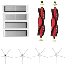 FourForce Max, S6, S6 Pure,s6 Maxv Yedek Hepa Filtre,yan Fırça,roborock ile Uyumlu S5 Max, S6, S6 Pure,s6 Maxv Yedek Parça Beyaz Yenileme Seti-10 Parça