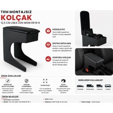 Paspro Otomotiv Trm Montajsız Araç Kolçağı 12,5 cm Saklama Hazneli Linea Megane Egea Renault 9 Uyumlu Siyah