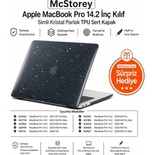 FourForce MacBook Pro 14.2 Inç Kılıf A2442 A2779 A2918 A2992 A3112 A3401 A3185 A3434 A3426 A3427 Uyumlu Simli Kristal Parlak Şeffaf Hard Case Sert Kapak Siyah