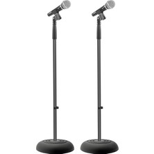 FourForce Evrensel Kompakt Tabanlı Mikrofon Standı - 2,8 Ila 5 Ft Yüksekliği Ayarlanabilir Ağır Hizmet Tipi Hafif Stüdyo Zemin Ayaklı Mikrofon Tutucu, Standart 5/8" Mikrofon Adaptörü - (Çift)